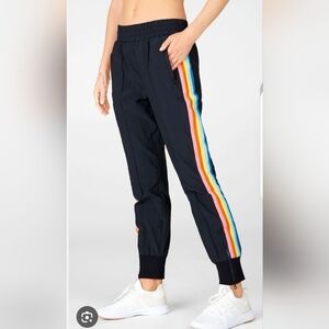 Fabletics Black Joggers with Vibrant Stripes